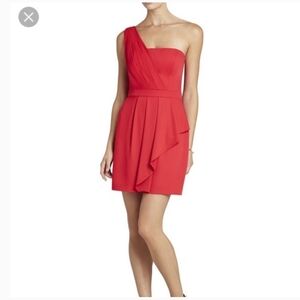 BCBG Max Azria 'Kristine'~ Red One Shoulder Ruffled Peplum Gown 4
